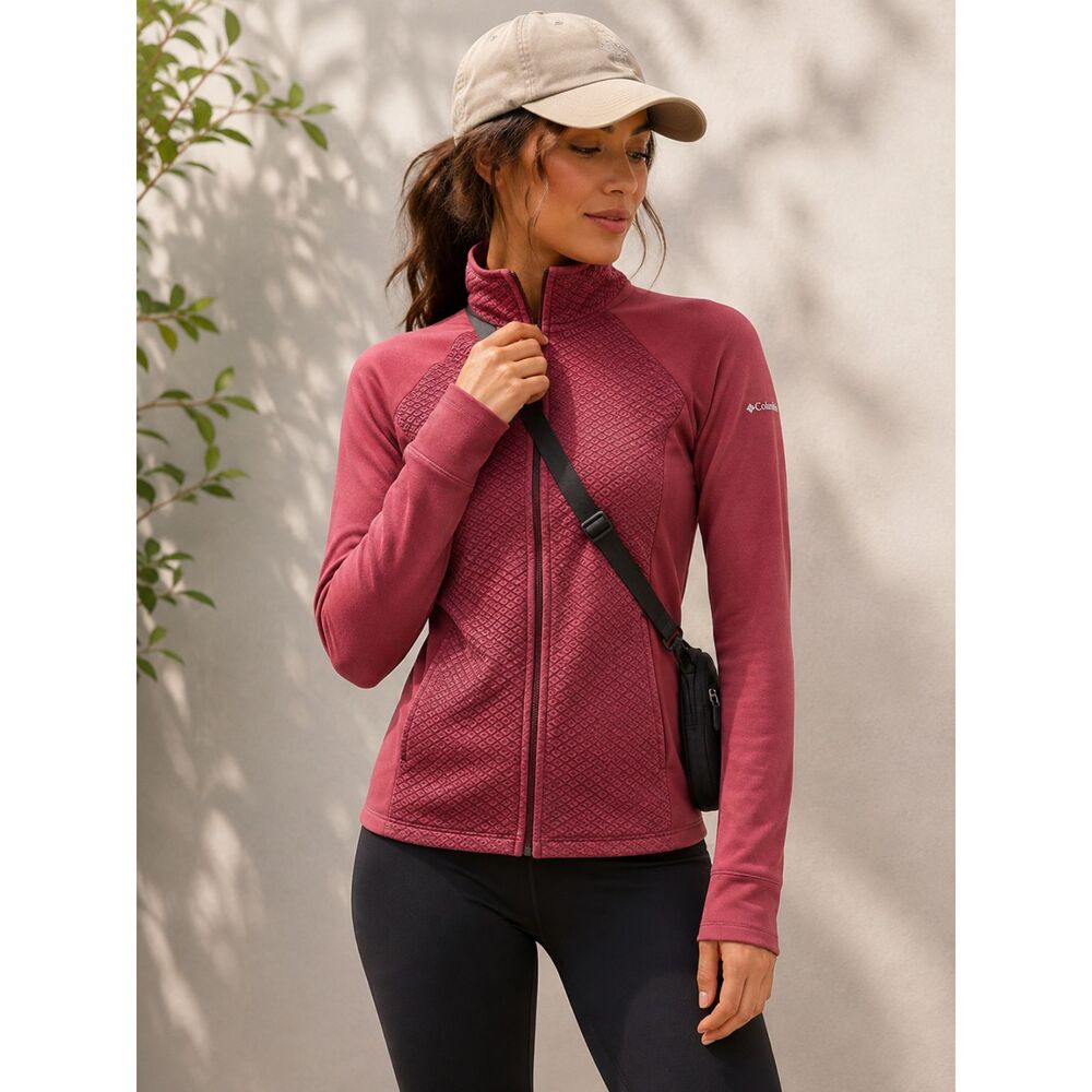Columbia Womens S Burgundy Full Zip Jacket Hiking Gorpcore Athleisure Fall